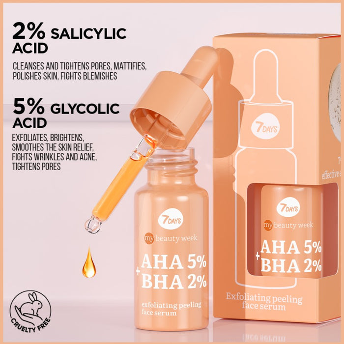 7DAYS AHA 5%+BHA 2% EXFOLIATING PEELING SERUM 20ML - Beauty Bar