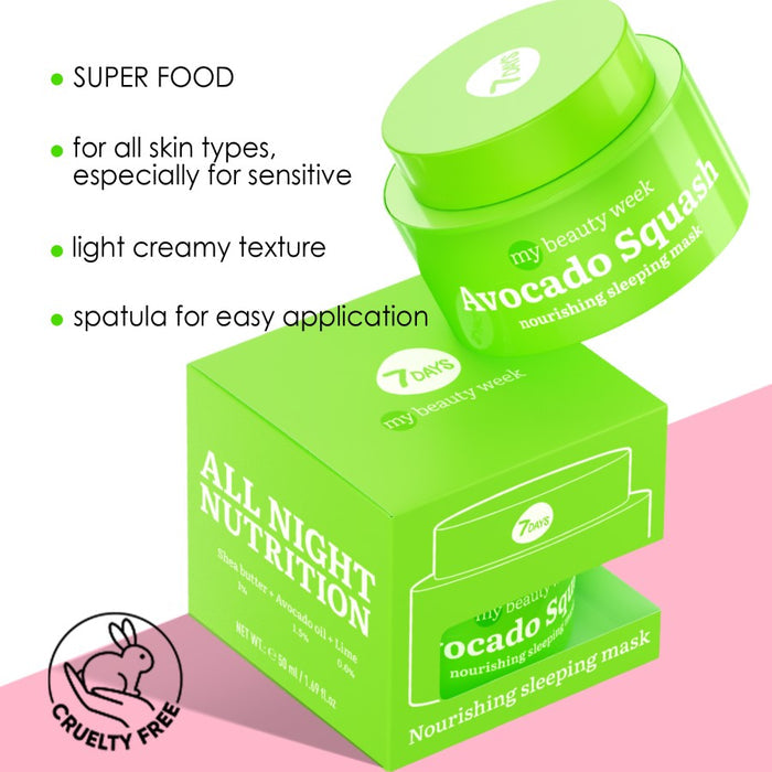 7DAYS AVOCADO SQUASH NOURISHING SLEEPING MASK 50ML - Beauty Bar