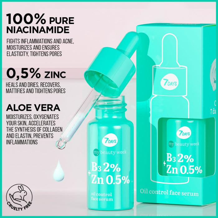 7DAYS B3 2%+ZN 0,5% OIL CONTROL SERUM 20ML - Beauty Bar
