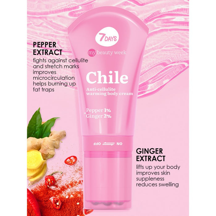7DAYS CHILE ANTI-CELLULITE WARMING BODY CREAM PEPPER 1% + GINGER 2% 130ML - Beauty Bar