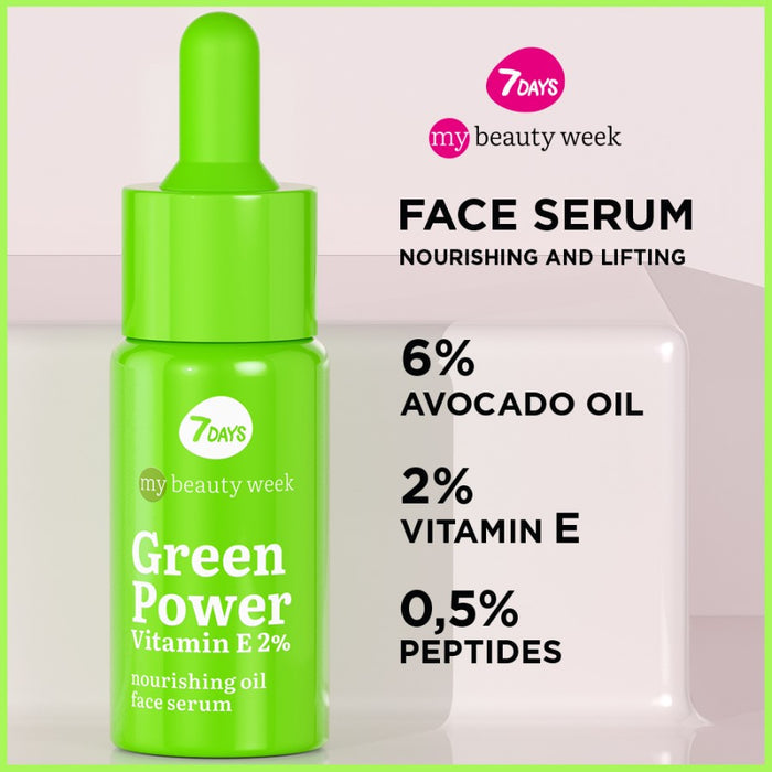 7DAYS GREEN POWER VITAMIN E 2% NOURISHING OIL SERUM 20ML - Beauty Bar