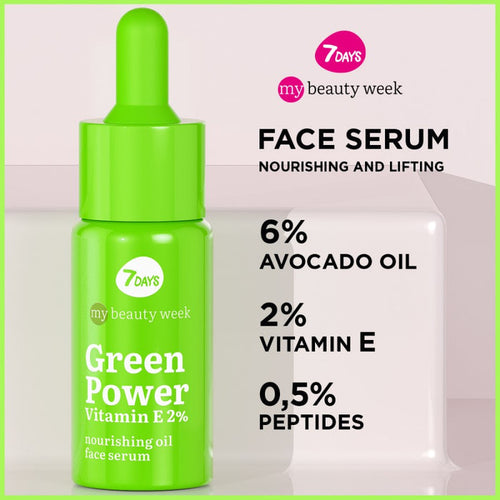 7DAYS GREEN POWER VITAMIN E 2% NOURISHING OIL SERUM 20ML - Beauty Bar