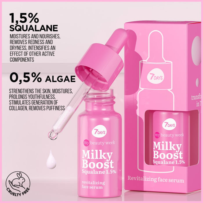7DAYS MILKY BOOST SQUALANE 1,5% REVITALIZING SERUM 20ML - Beauty Bar