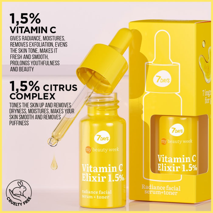 7DAYS VITAMIN C ELIXIR 1,5% RADIANCE SERUM & TONER 20ML - Beauty Bar