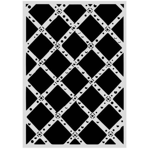Art Stories - A3 Media Stencil - Diamond Grid Pattern