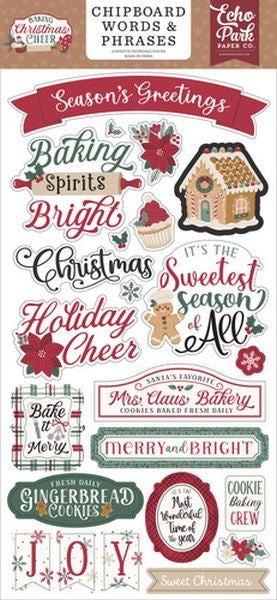 Baking Christmas Cheer - Chipboard Words & Phrases