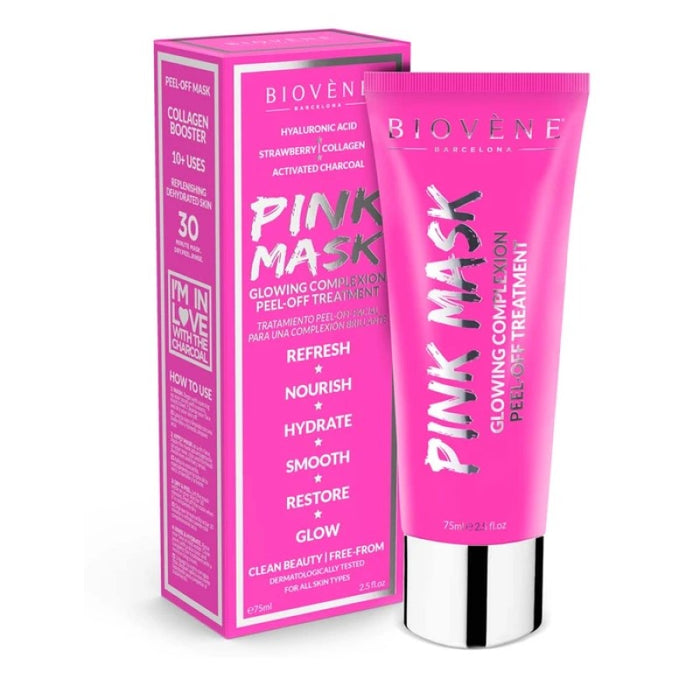 BIOVENE PINK MASK - GLOWING COMPLEXION PEEL OFF TREATMENT - 75ML - Beauty Bar