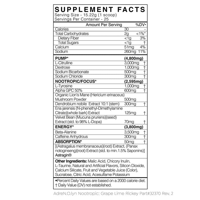 BlackMarket Labs AdreNOlyn NOOTROPIC 25 Servings