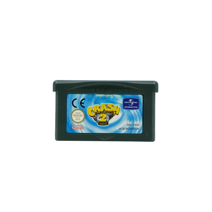 Crash Bandicoot 2: N-Traced Spielmodul für Game Boy Advance - Vorderseite, Etikett mit Gebrauchsspuren