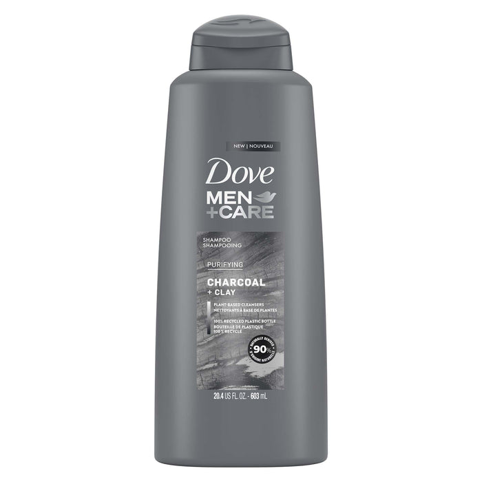 Dove Men+Care Purifying Daily Shampoo for Dry Hair, Charcoal and Clay, 20.4 fl oz