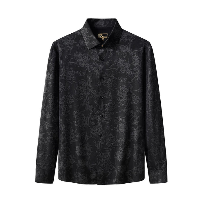 Eminence Floral Jacquard Stitchless LS Shirt BLACK