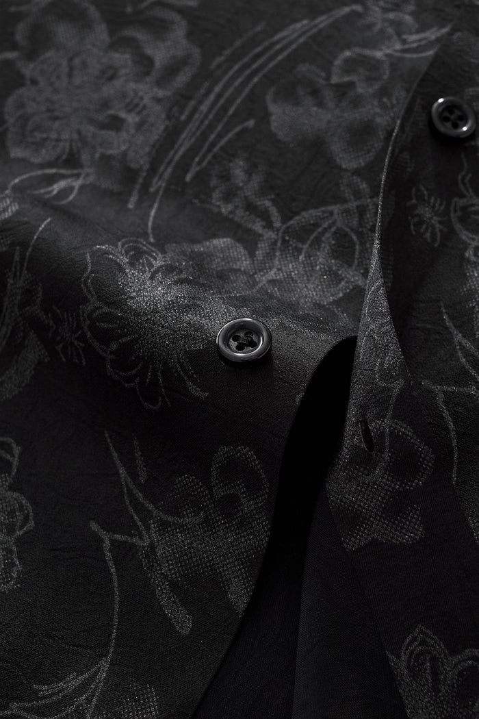 Eminence Floral Jacquard Stitchless LS Shirt BLACK