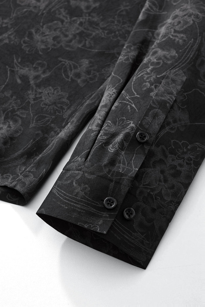 Eminence Floral Jacquard Stitchless LS Shirt BLACK