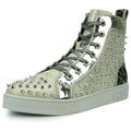 FI-2364 Silver Suede Silver Spikes High top Sneaker Encore by Fiesso