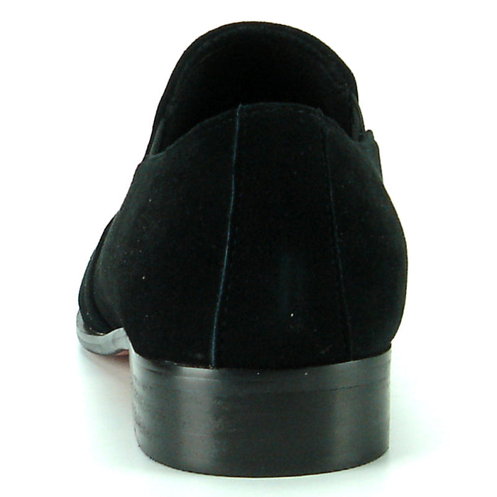 FI-7085 Black Suede with Embroidered Rose Slip on Fiesso by Aurelio Garcia