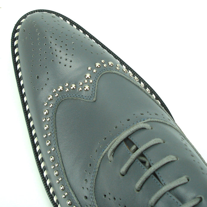 FI-7201 Grey Genuine Leather Lace up Wing Tip Fiesso by Aurelio Garcia