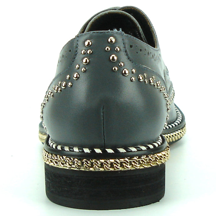 FI-7201 Grey Genuine Leather Lace up Wing Tip Fiesso by Aurelio Garcia