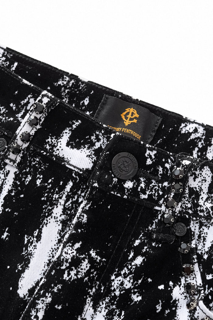 Flocked Eclipse Denim Pant – Century Penthouse BLACK