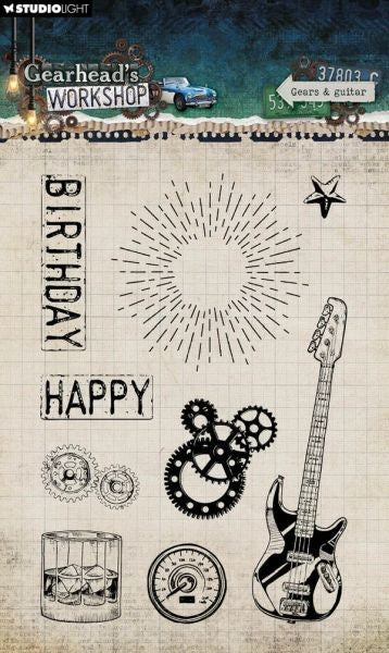 Gearhead's Workshop - Clear Stamps - Gears & Guitar
