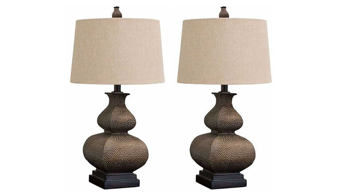 Hammered Bronze Table Lamp Set of 2