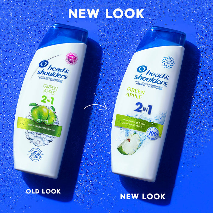 Head & Shoulders 2 in 1 Dandruff Shampoo and Conditioner, Green Apple, 20.7 oz
