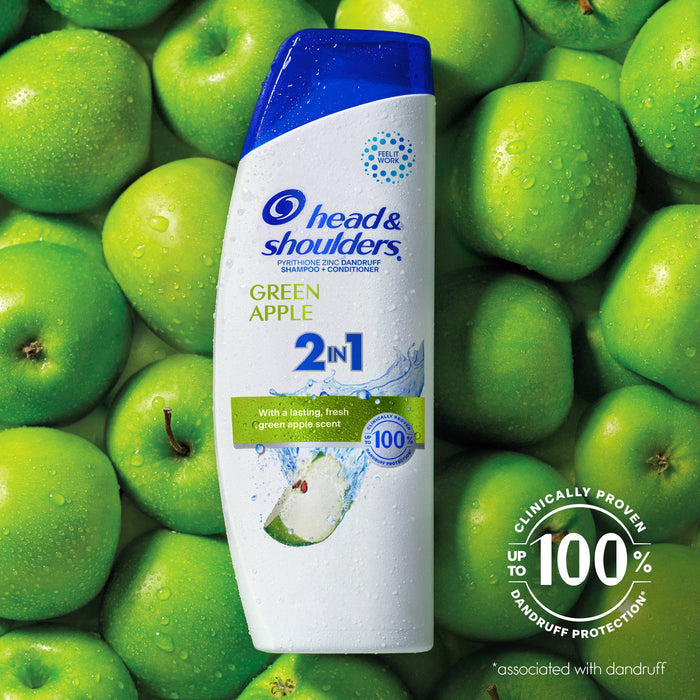 Head & Shoulders 2 in 1 Dandruff Shampoo and Conditioner, Green Apple, 20.7 oz