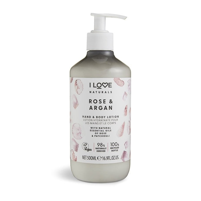 I LOVE NATURALS ROSE & ARGAN HAND & BODY LOTION 500ML - Beauty Bar