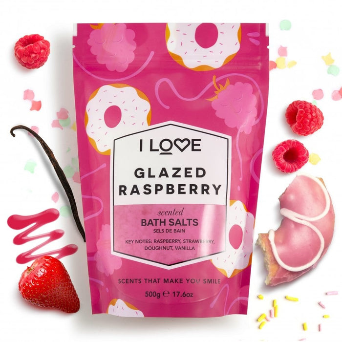 I LOVE SIGNATURE COLLECTION GLAZED RASPBERRY BATH SALTS 500G - Beauty Bar