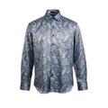 Leoni Blue Grid Paisley Button Up Shirt