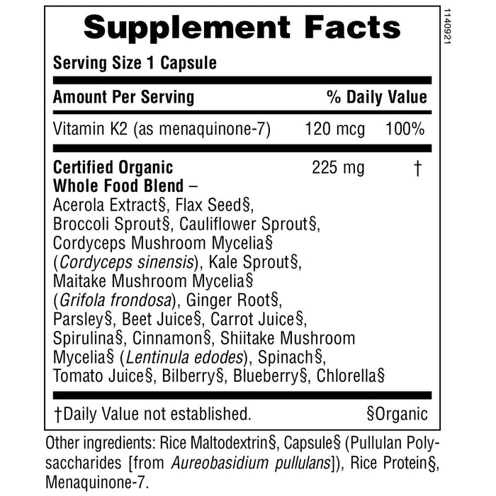 NaturesPlus Source of Life Garden Vitamin K2 120 mcg Capsules