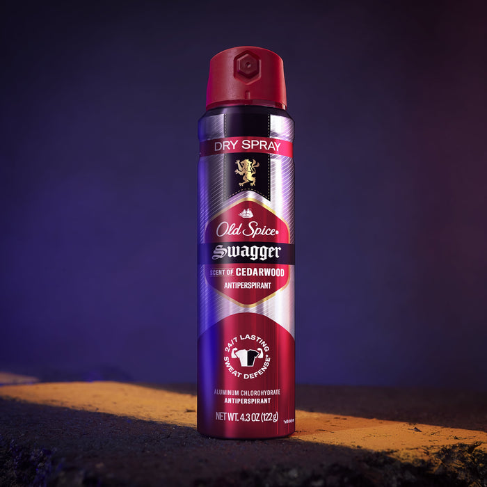 Old Spice Men's Antiperspirant Deodorant Invisible Dry Spray Swagger, 4.3oz Pack of 2