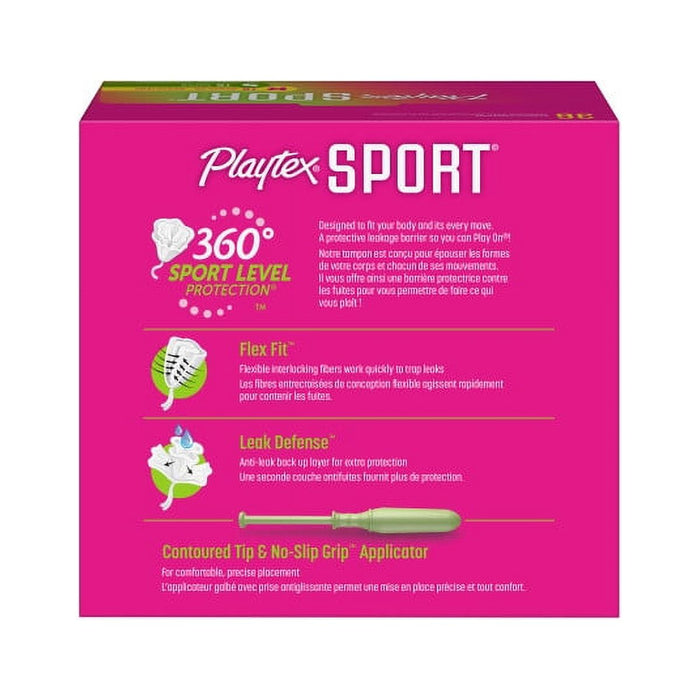 Playtex Sport Plastic Tampons, Unscented, Regular/Super, 36 Ct