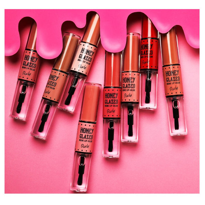 RUDE HONEY GLAZED SHINE LIP COLOUR - AVAIALABLE IN 8 SHADES - Beauty Bar