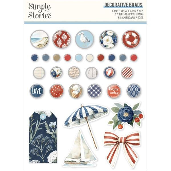 Simple Vintage Sand & Sea - Decorative Brads