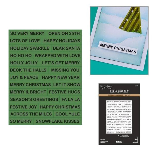 Snowflake Kisses Sentiments - Press & Foil Plate & Die Set