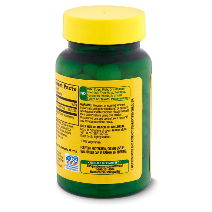 Spring Valley Fast-Dissolve Biotin Dietary Supplement, 10,000 mcg, 60 Count