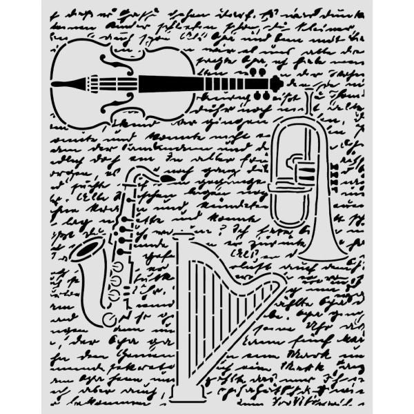 Symphony - Stencil - Violin, Trumpet and Harp