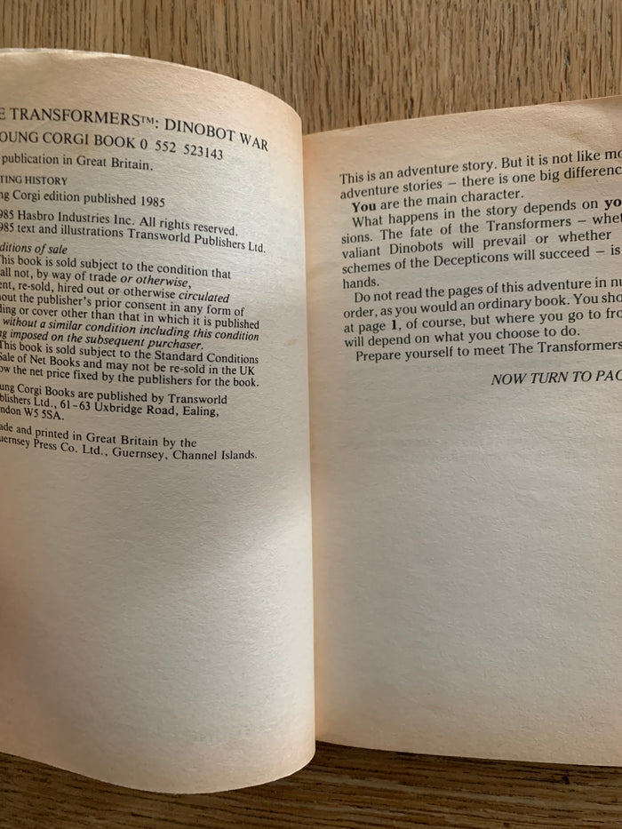 The Transformers: Adventure Game Books - Dinobot War