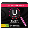 U by Kotex Click Compact Multipack Tampons, Regular/Super, Unscented, 30 Count